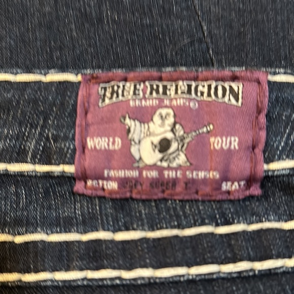 RARE True Religion Joey Big T Flare Thick Purple Stitch Jeans Size 32 NWOT - Picture 10 of 11